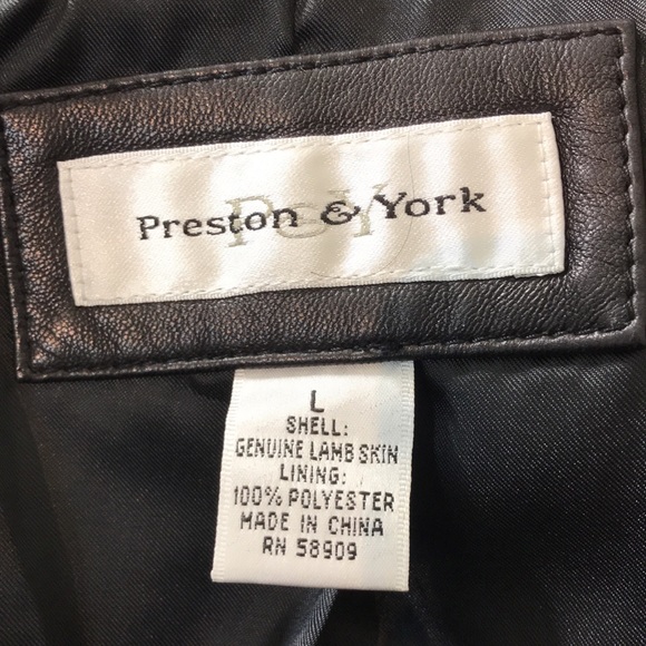 Preston & York Black Lamb Skin Leather Jacket with Zipper & Size Pockets Size L - Picture 8 of 8